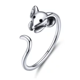 Pandora Style Silver Cute Mouse Open Ring - SCR632
