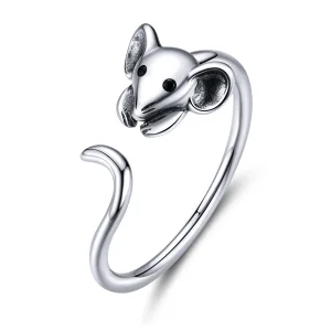 (image for) Pandora Style Silver Cute Mouse Open Ring - SCR632