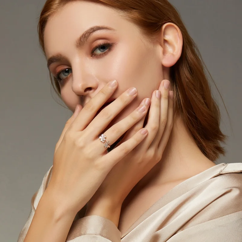 (image for) Pandora Style Silver Dazzling Daisy Open Ring - BSR086 - View 7