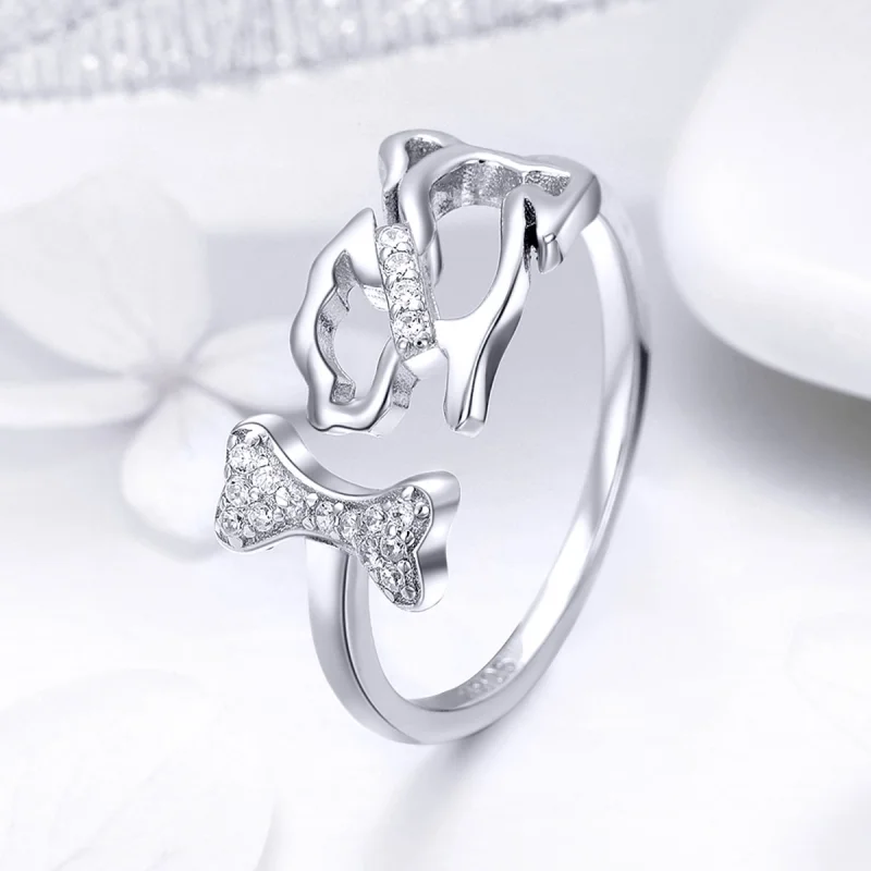 (image for) Pandora Style Silver Dog's Company Open Ring - SCR416 - View 4