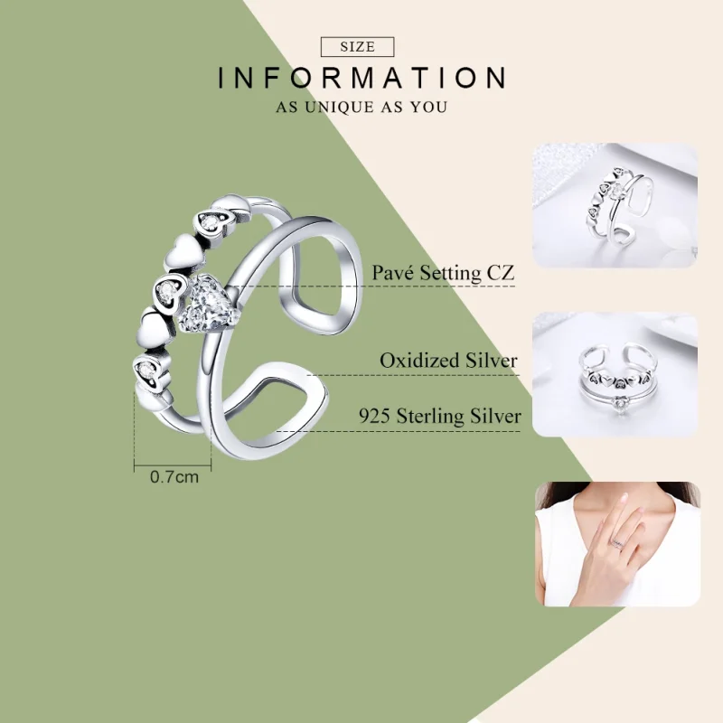 (image for) Pandora Style Silver Exquisite Heart Ring - SCR429 - View 3