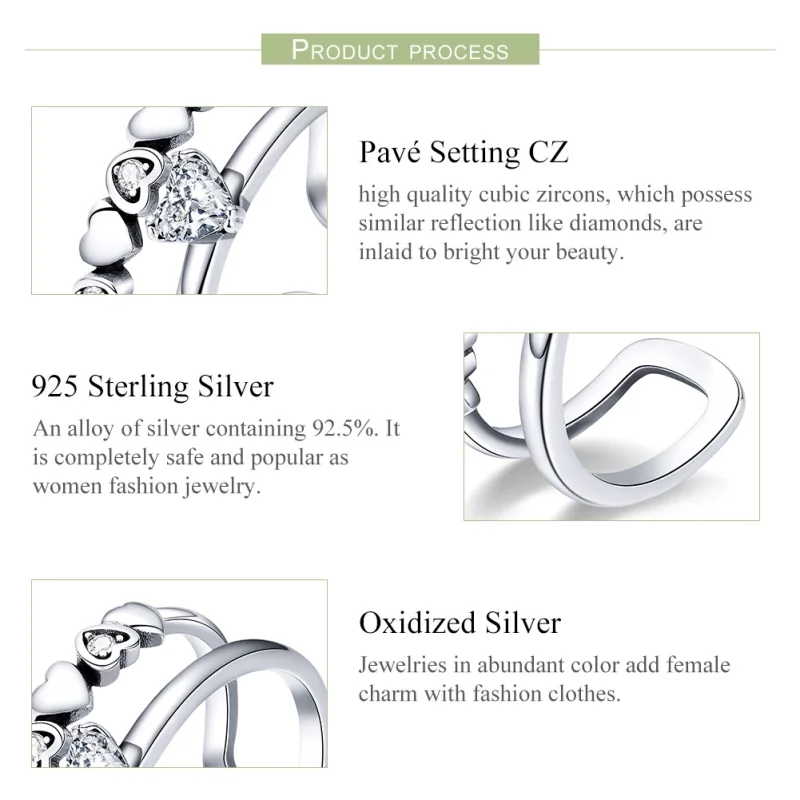 (image for) Pandora Style Silver Exquisite Heart Ring - SCR429 - View 4