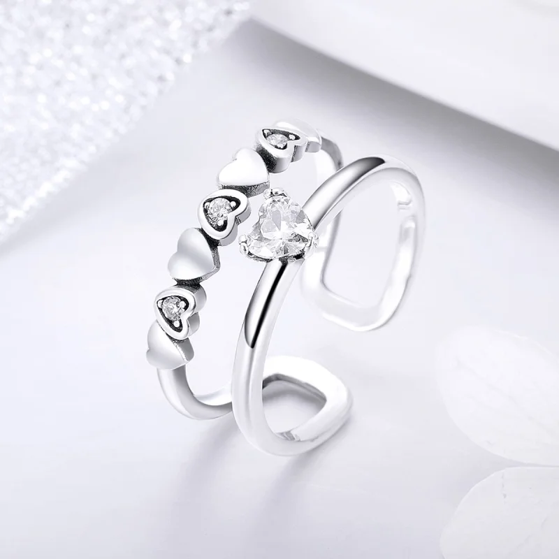 (image for) Pandora Style Silver Exquisite Heart Ring - SCR429 - View 5
