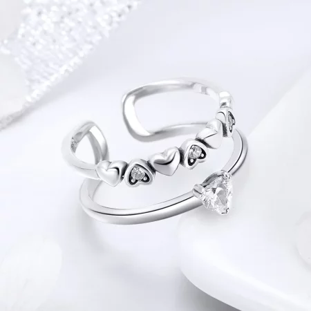 Pandora Style Silver Exquisite Heart Ring - SCR429