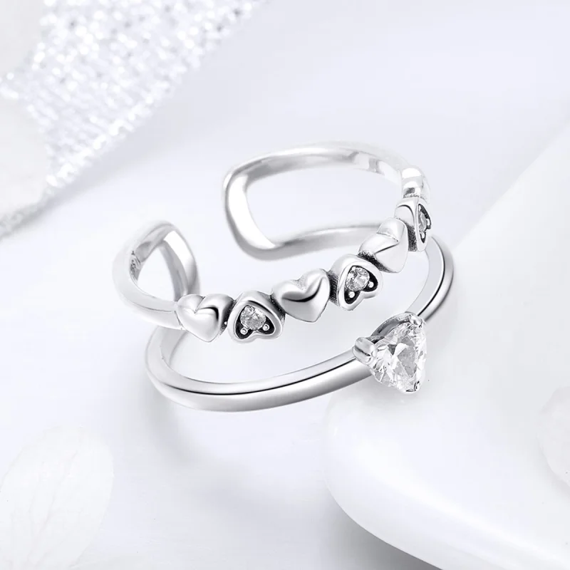 (image for) Pandora Style Silver Exquisite Heart Ring - SCR429 - View 6