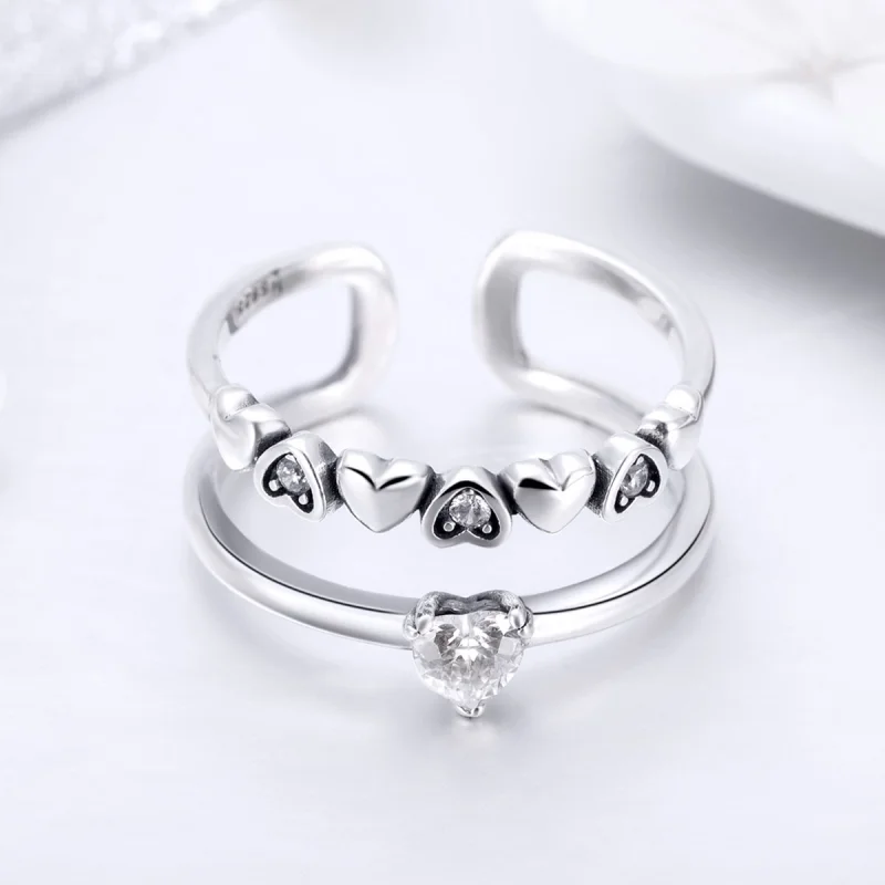 (image for) Pandora Style Silver Exquisite Heart Ring - SCR429 - View 7