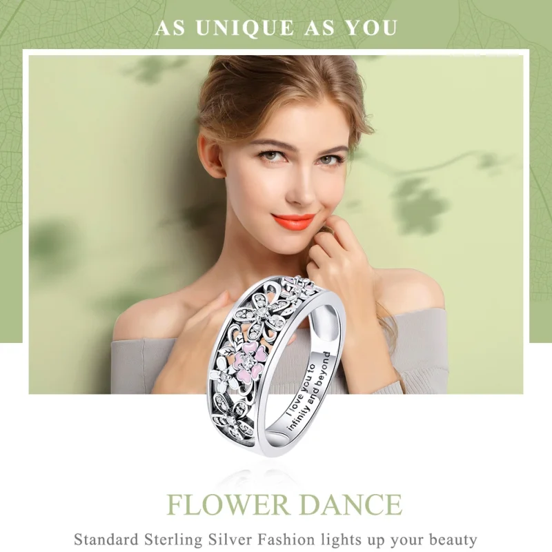 (image for) Pandora Style Silver Flower Dance Ring - SCR390 - View 2