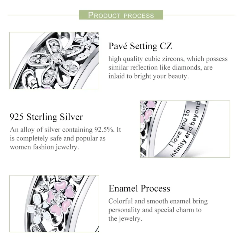 (image for) Pandora Style Silver Flower Dance Ring - SCR390 - View 3