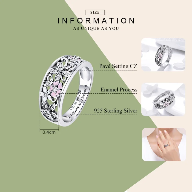 (image for) Pandora Style Silver Flower Dance Ring - SCR390 - View 6