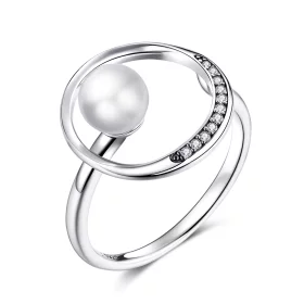 Pandora Style Silver Gentle Shell Bead Open Ring - SCR664 Pandora Style Silver Gentle Shell Bead Open Ring - SCR664