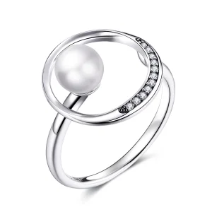 (image for) Pandora Style Silver Gentle Shell Bead Open Ring - SCR664