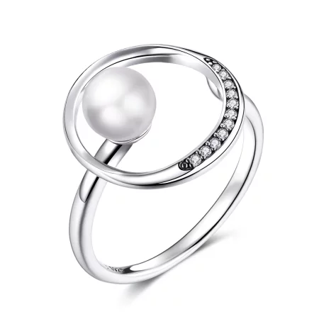 Pandora Style Silver Gentle Shell Bead Open Ring - SCR664