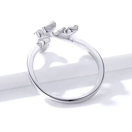 Pandora Style Silver Ginkgo Leaf Open Ring - BSR097