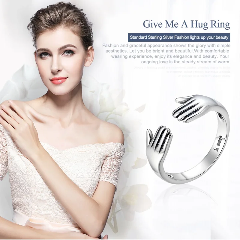 (image for) Pandora Style Silver Give Me A Hug Ring - SCR136 - View 2