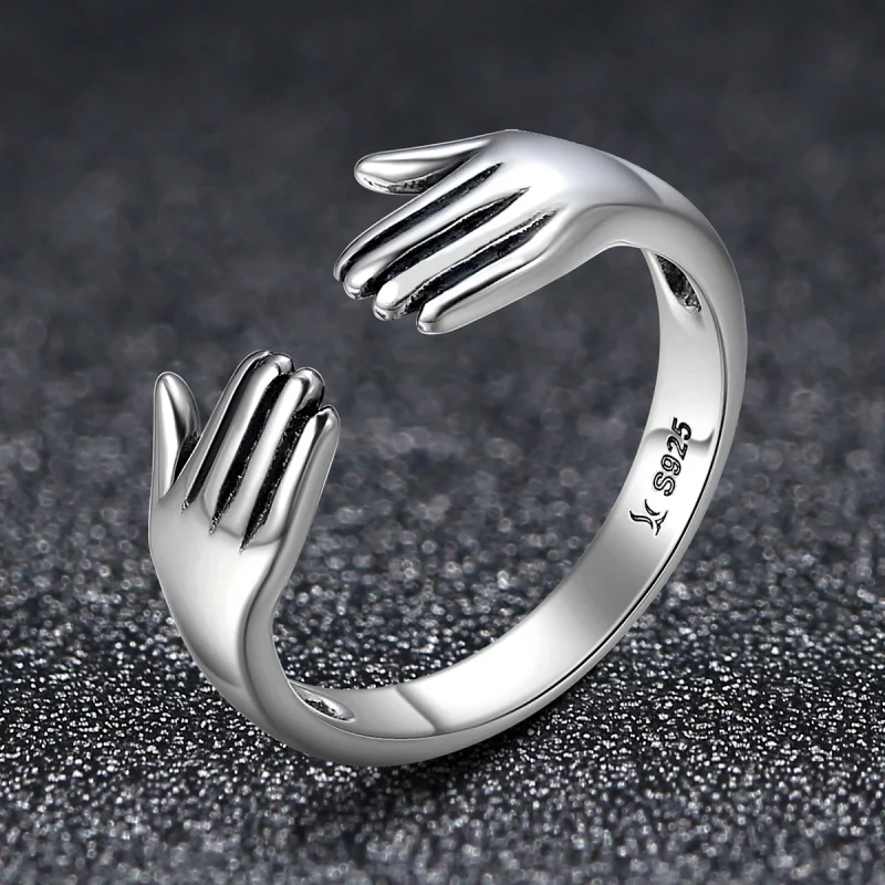 (image for) Pandora Style Silver Give Me A Hug Ring - SCR136 - View 3