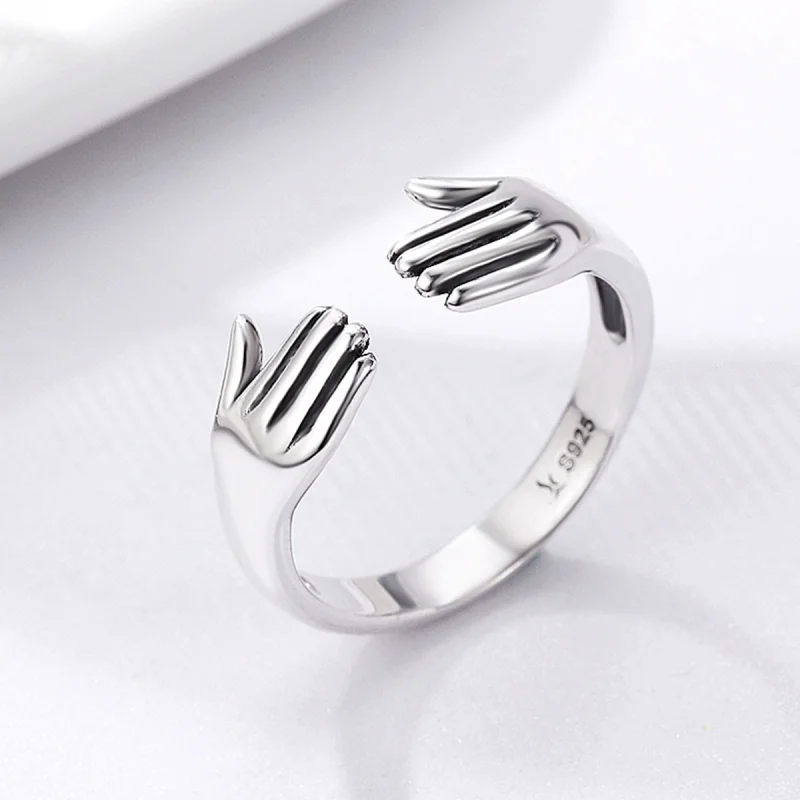 (image for) Pandora Style Silver Give Me A Hug Ring - SCR136 - View 4