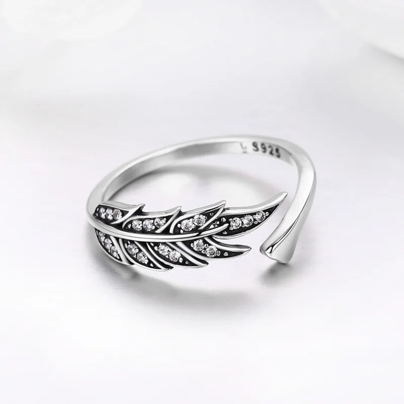 (image for) Pandora Style Silver Gorgeous Leaves Open Ring - SCR313 - View 5