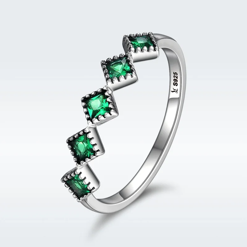 (image for) Pandora Style Silver Green Rhyme Ring - SCR097 - Product Image