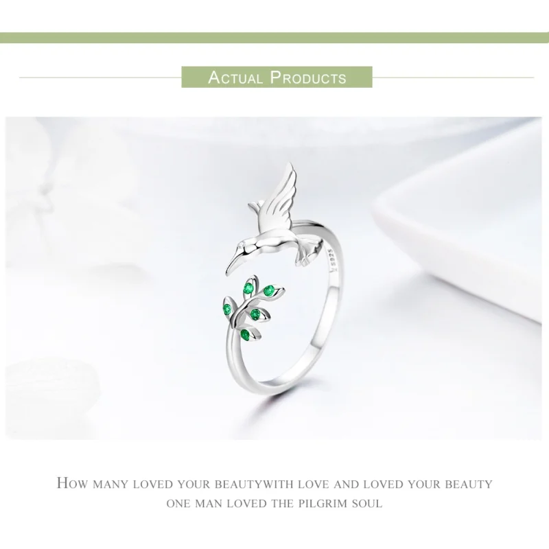 (image for) Pandora Style Silver Greetings From Hummingbirds Open Ring - SCR323 - View 4