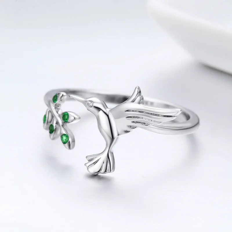(image for) Pandora Style Silver Greetings From Hummingbirds Open Ring - SCR323 - View 9