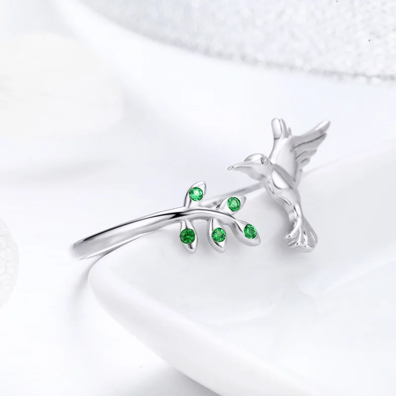 (image for) Pandora Style Silver Greetings From Hummingbirds Open Ring - SCR323 - View 10