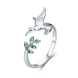 (image for) Pandora Style Silver Greetings From Hummingbirds Open Ring - SCR323