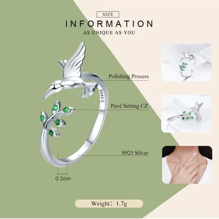 Pandora Style Silver Greetings From Hummingbirds Ring - SCR323