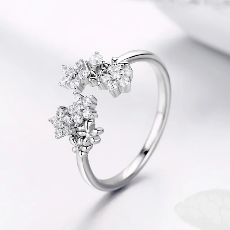 (image for) Pandora Style Silver Gypsophila Open Ring - BSR021 - View 4