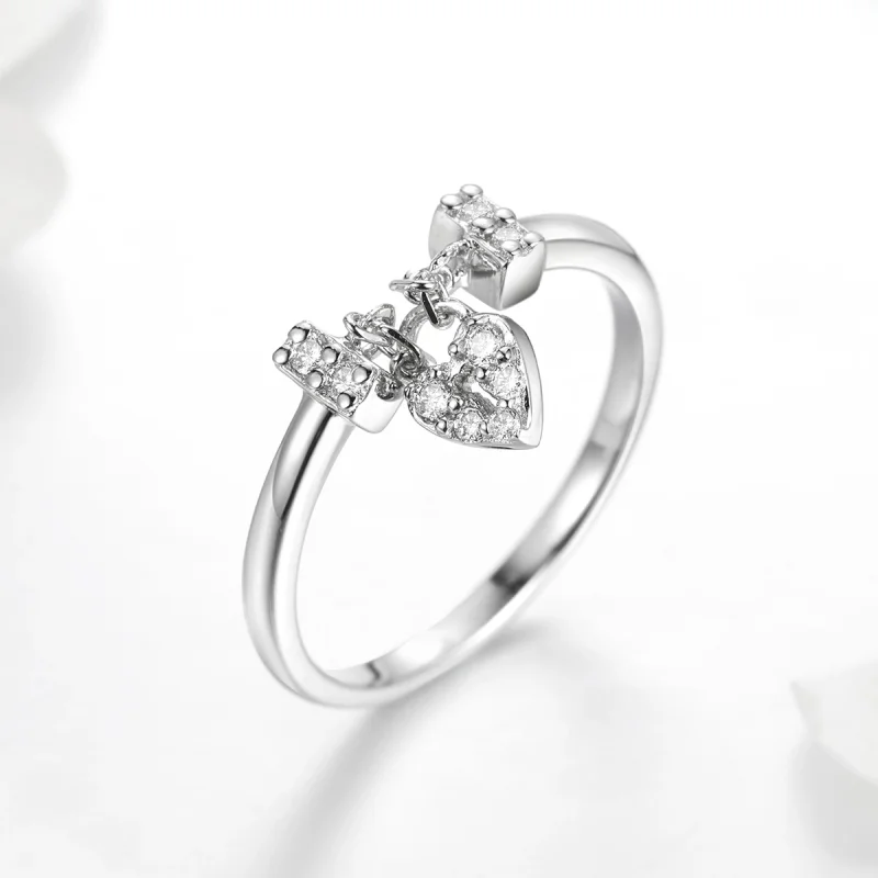(image for) Pandora Style Silver Heart Lock Ring - SCR466 - View 4