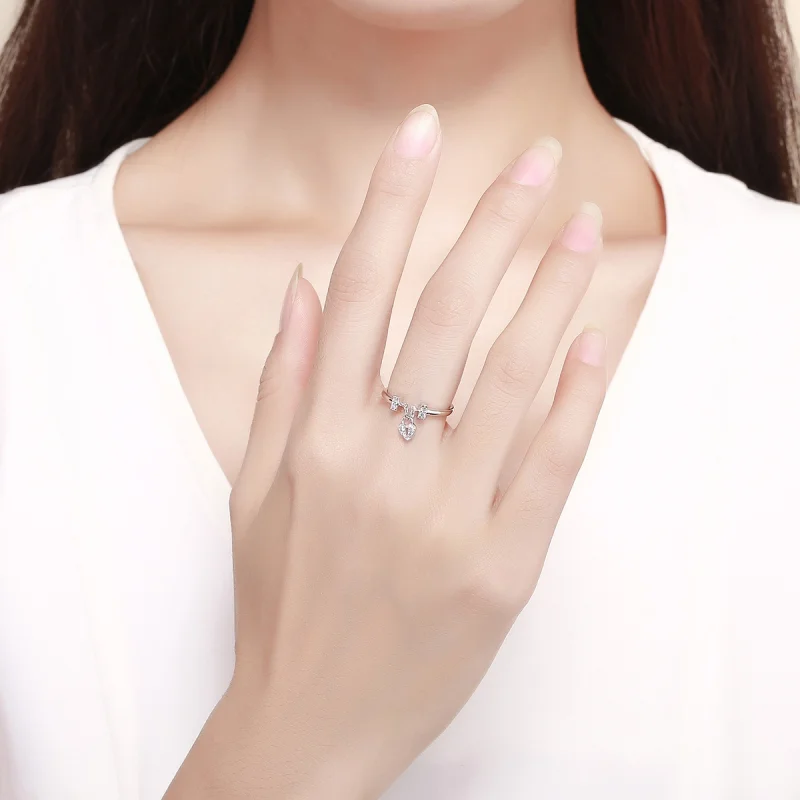 (image for) Pandora Style Silver Heart Lock Ring - SCR466 - View 7