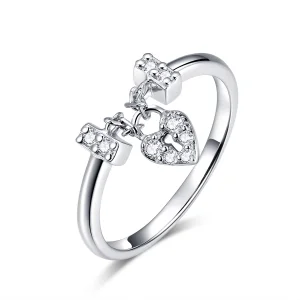(image for) Pandora Style Silver Heart Lock Ring - SCR466