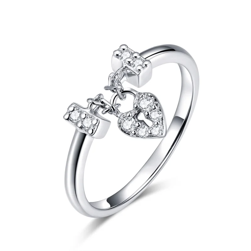 (image for) Pandora Style Silver Heart Lock Ring - SCR466 - Product Image