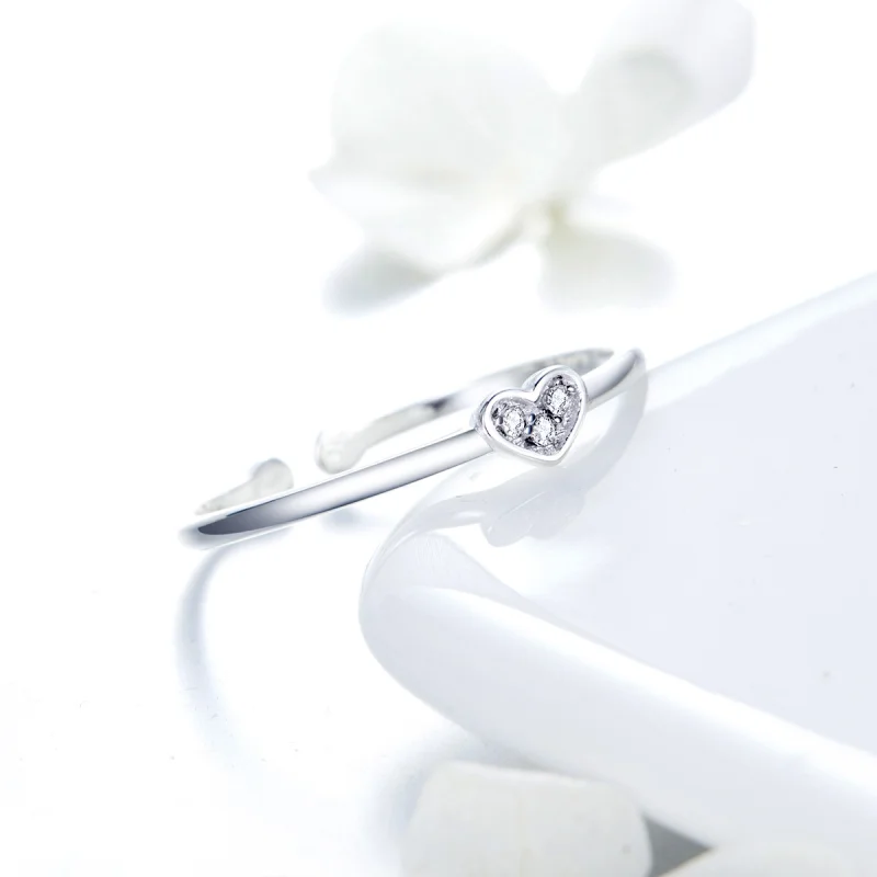 (image for) Pandora Style Silver Heart of Lady Open Ring - SCR491 - View 6