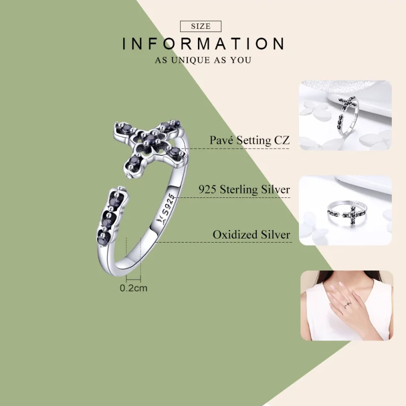 (image for) Pandora Style Silver Light of The Cross Open Ring - SCR447 - View 3