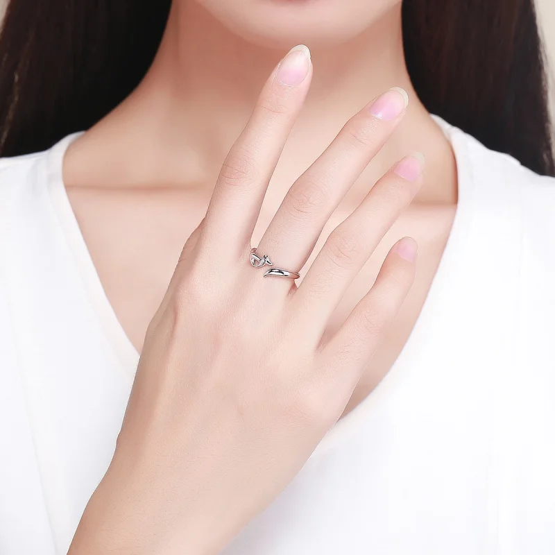 (image for) Pandora Style Silver Little Fox Open Ring - SCR478 - View 7