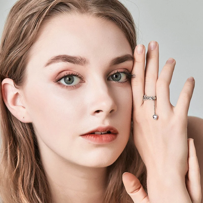 (image for) Pandora Style Silver Love Ring - SCR246 - View 7