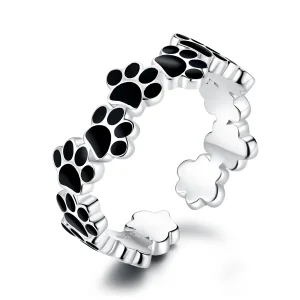 (image for) Pandora Style Silver Lovely Paw Print Open Ring - SCR603