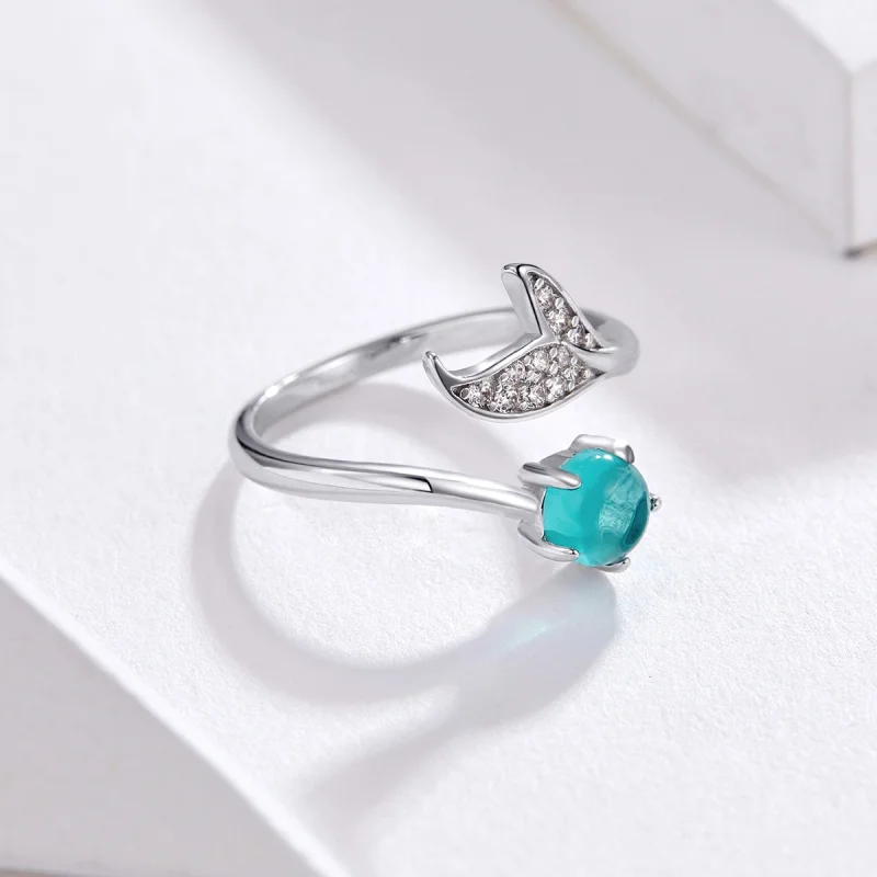 (image for) Pandora Style Silver Mermaid's Tear Open Ring - SCR515 - View 6