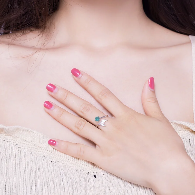 (image for) Pandora Style Silver Mermaid's Tear Open Ring - SCR515 - View 8