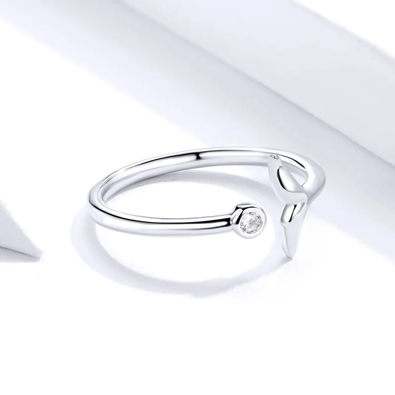 (image for) Pandora Style Silver Mermaid Tear Open Ring - SCR618-A - View 2