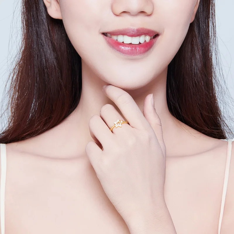 (image for) Pandora Style Silver Moon And Star Open Ring - SCR569 - View 5