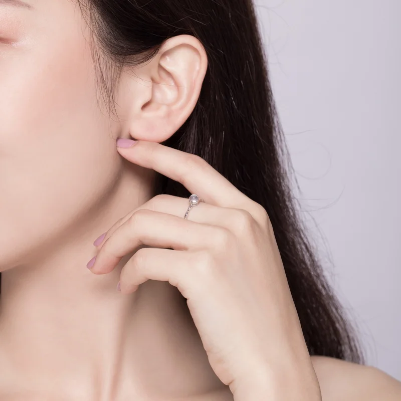 (image for) Pandora Style Silver Moonstone Open Ring - SCR536 - View 8