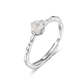Pandora Style Silver Moonstone Open Ring - SCR536