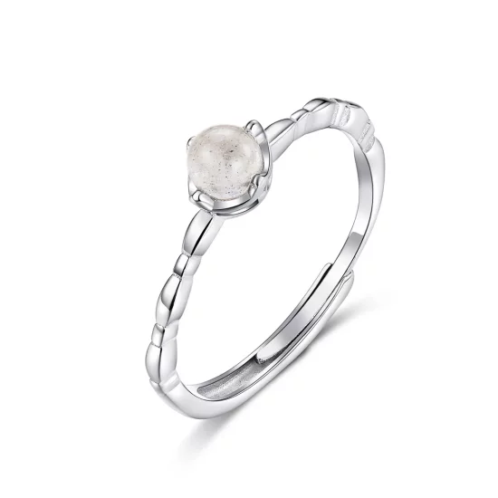 Pandora Style Silver Moonstone Open Ring - SCR536