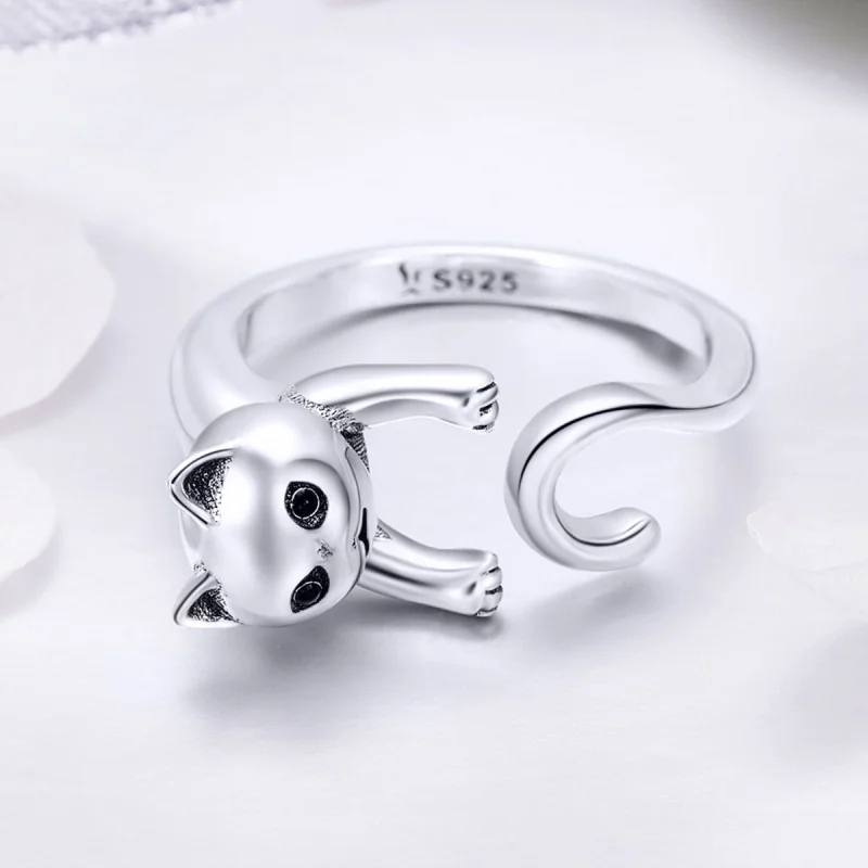 (image for) Pandora Style Silver Naughty Cat Open Ring - SCR409 - View 5