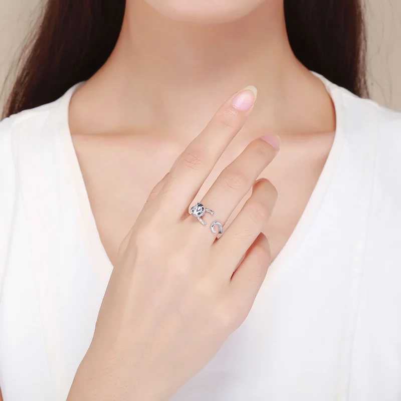 (image for) Pandora Style Silver Naughty Cat Open Ring - SCR409 - View 7