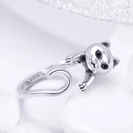 Pandora Style Silver Naughty Cat Ring - SCR409