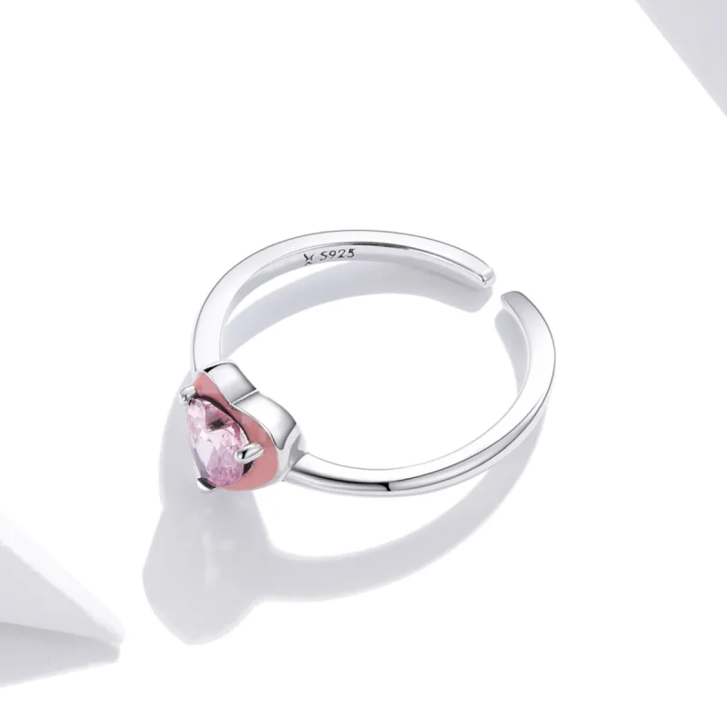 (image for) Pandora Style Silver Open Heart Clear Love Open Ring - SCR717 - View 3