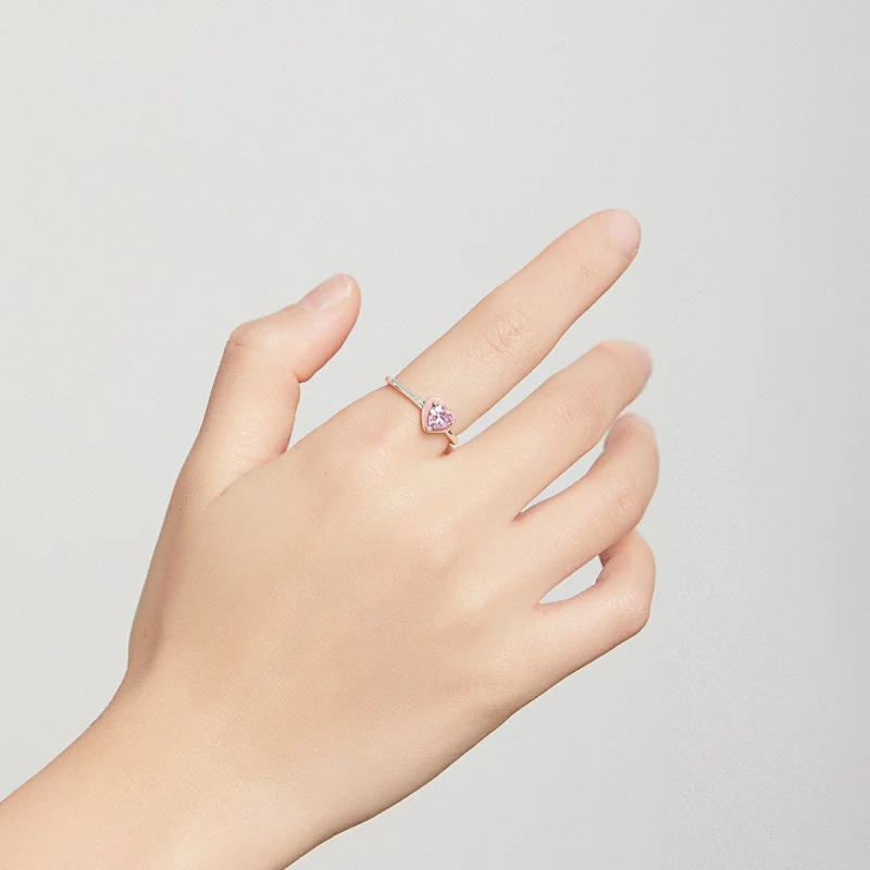 (image for) Pandora Style Silver Open Heart Clear Love Open Ring - SCR717 - View 7