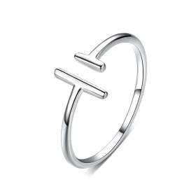 Pandora Style Silver Parallel Lines Open Ring - SCR555 Pandora Style Silver Parallel Lines Open Ring - SCR555